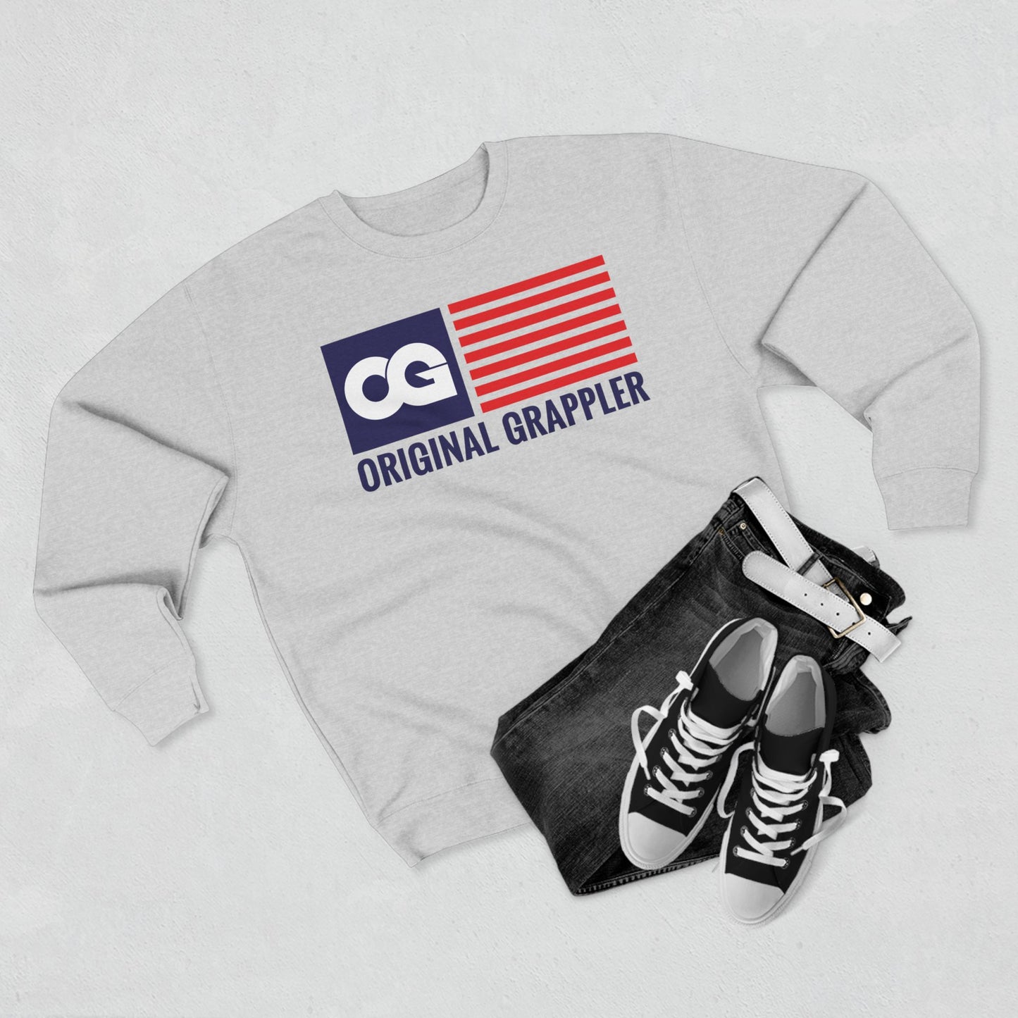 Original Grappler Unisex Crewneck Sweatshirt - Casual Activewear with Flag Design