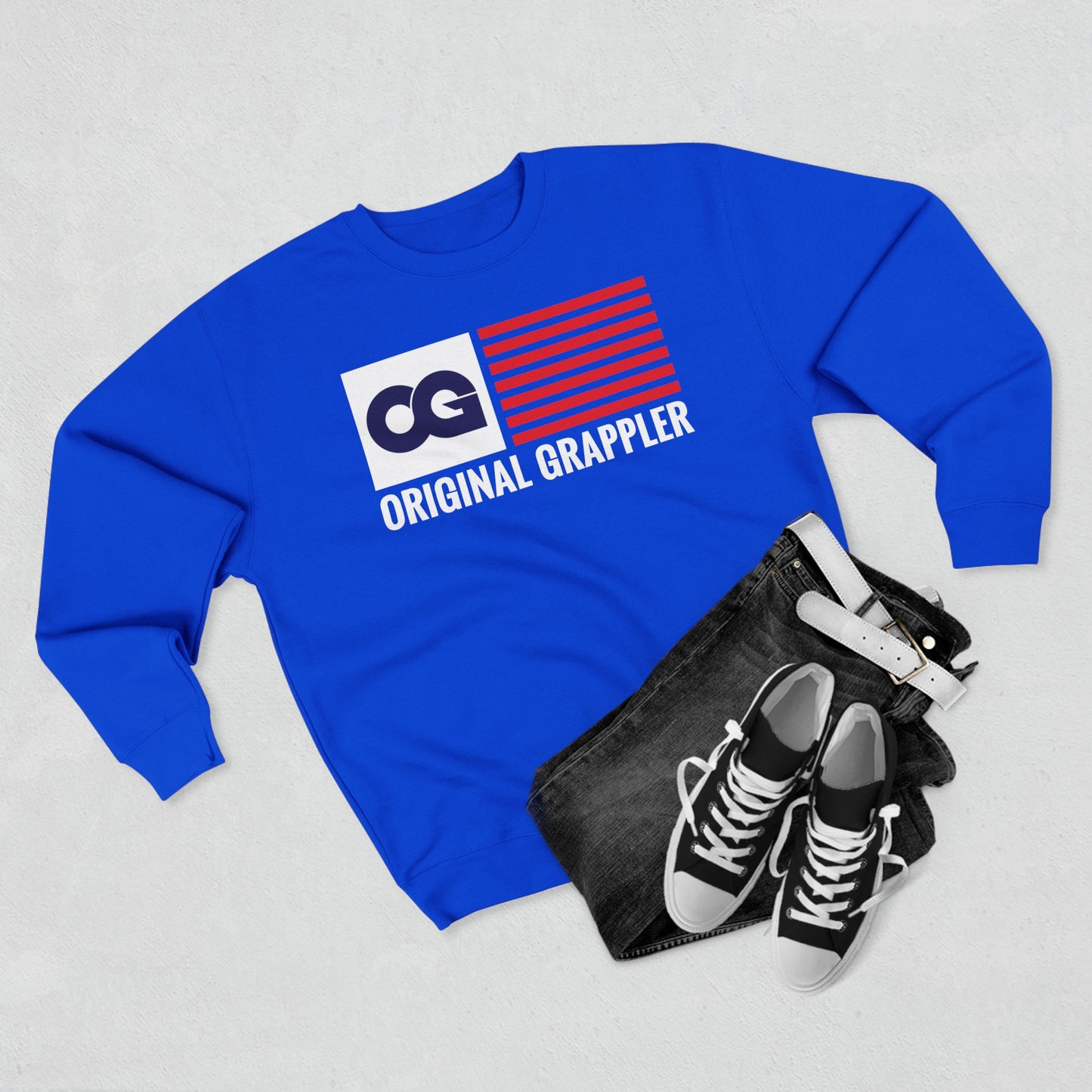 Original Grappler Unisex Crewneck Sweatshirt - Casual Activewear with Flag Design